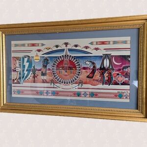 Vintage 1997 Bob Slagel Southwestern Native American Sun God Print Colorful